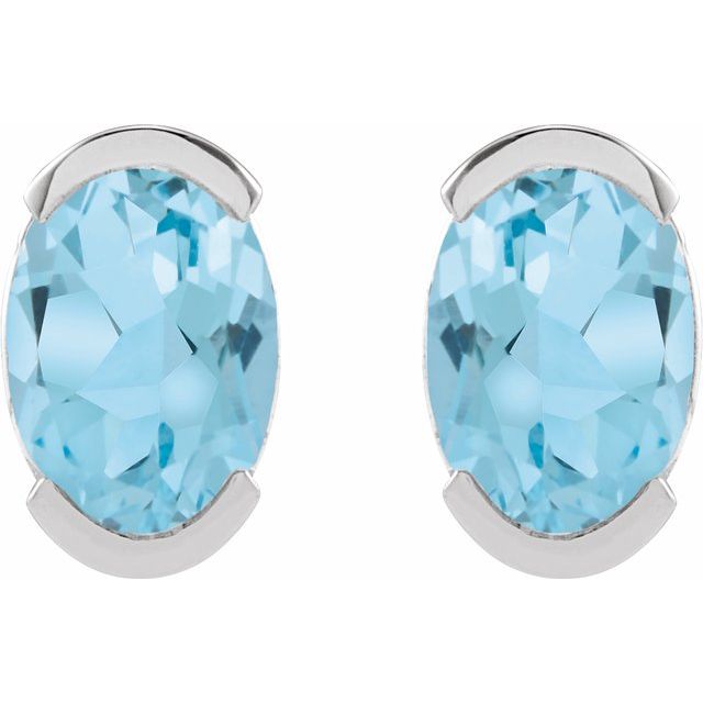 14K Natural Sky Blue Topaz Stud Earrings