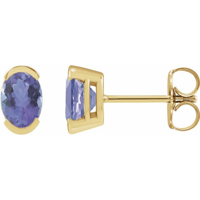 14K Natural Tanzanite Stud Earrings