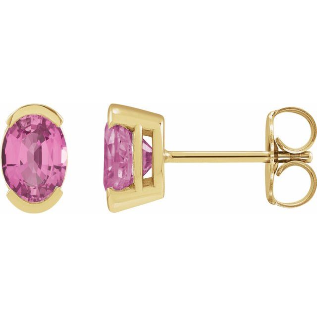 14K Lab-Grown Pink Sapphire Stud Earrings