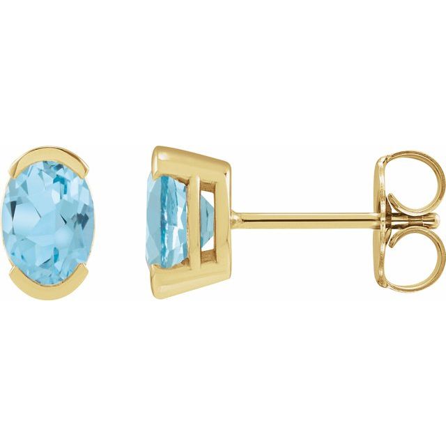 14K Natural Sky Blue Topaz Stud Earrings
