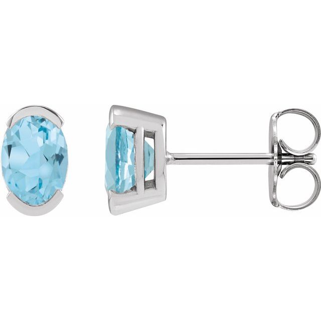 14K Natural Sky Blue Topaz Stud Earrings