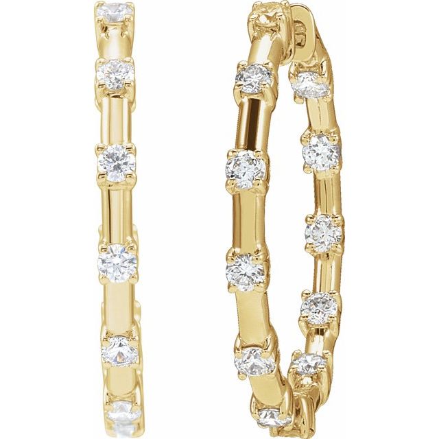 14K 1 CTW Lab-Grown Diamond Inside-Outside Hoop Earrings