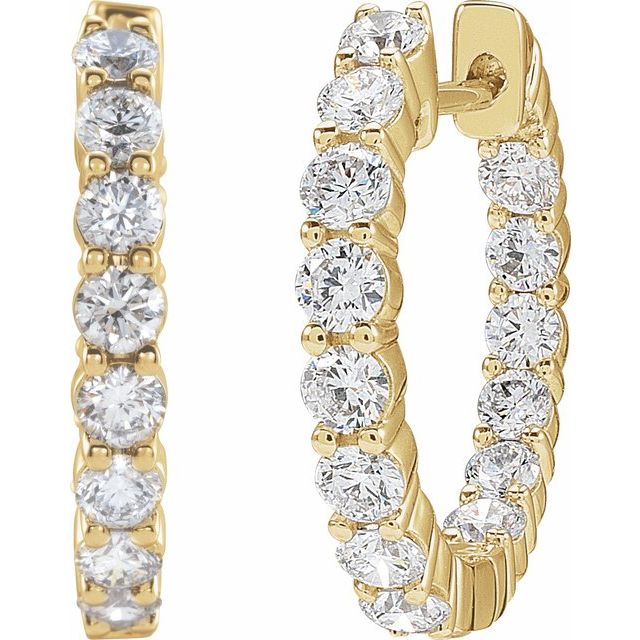 14K 2 CTW Lab-Grown Diamond Inside-Outside Hinged Hoop Earrings