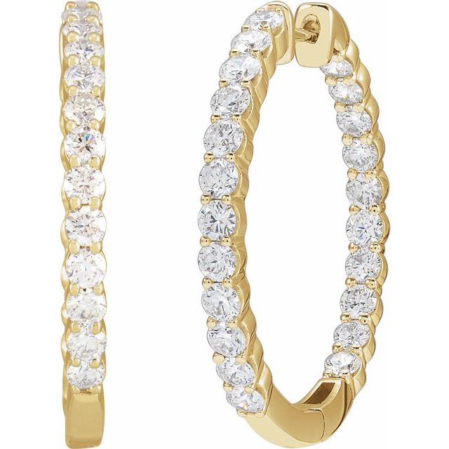 14K 3 CTW Lab-Grown Diamond Inside-Outside Hinged Hoop Earrings