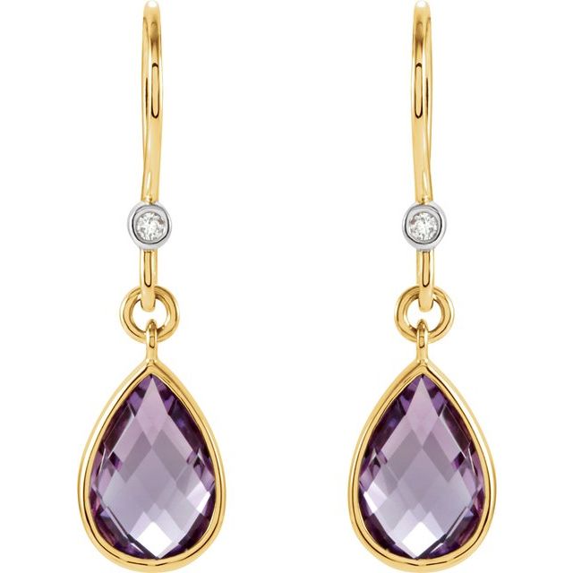 14K / Natural Amethyst & .02 CTW Natural Diamond Earrings