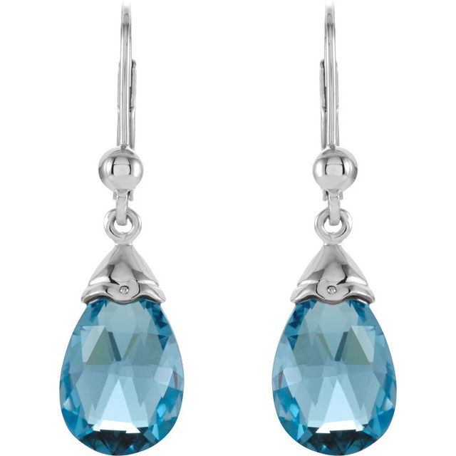 14K Natural Swiss Blue Topaz Earrings