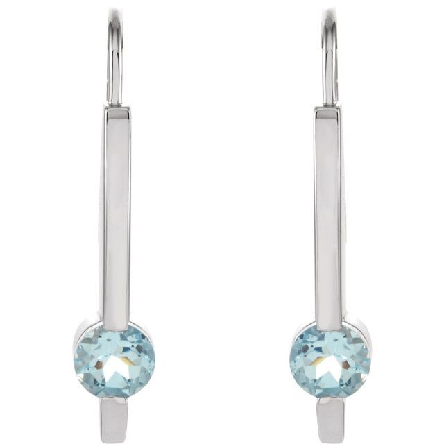 14K Natural Aquamarine Bar Earrings