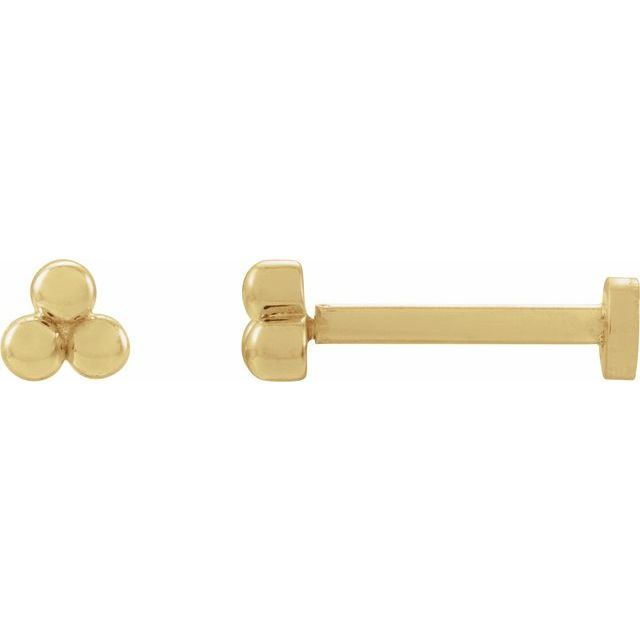 14K 3 Beads Stud Earring