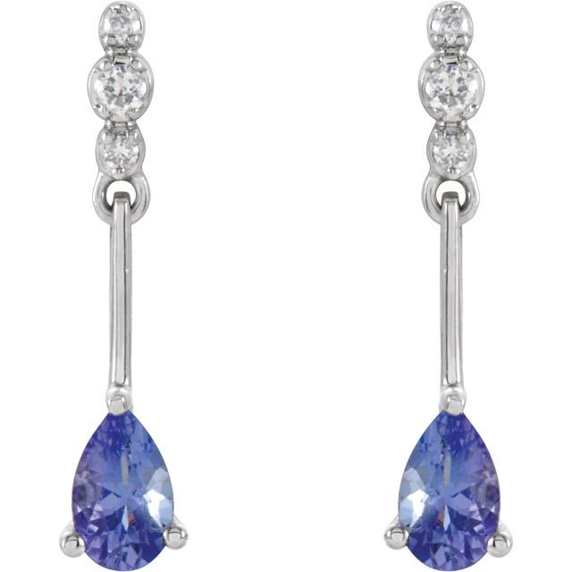 14K Natural Tanzanite & .05 CTW Natural Diamond Earrings
