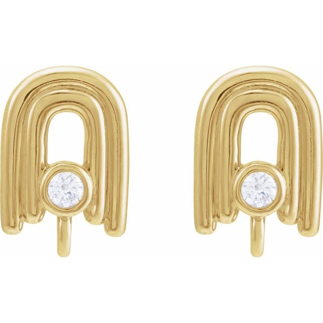 14K .025 CT Natural Diamond Geometric Earring Top
