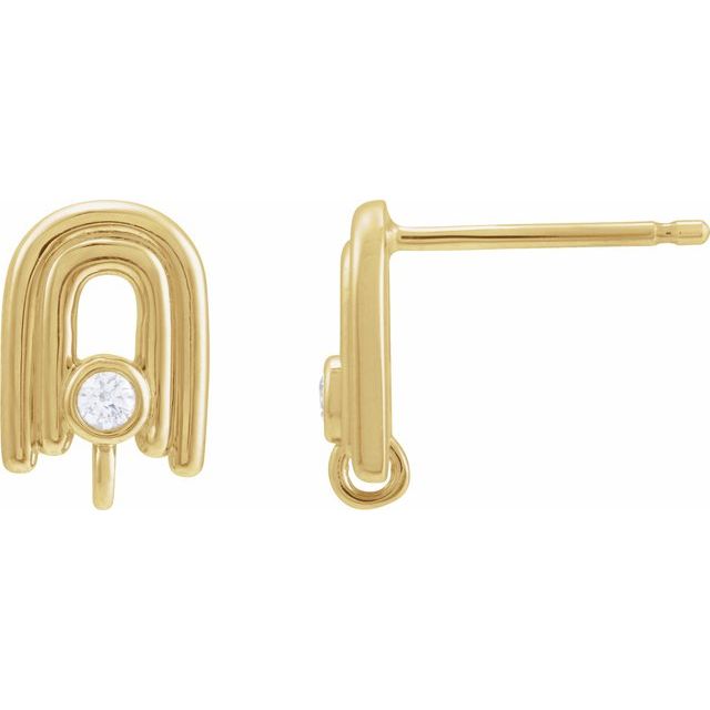 14K .025 CT Natural Diamond Geometric Earring Top