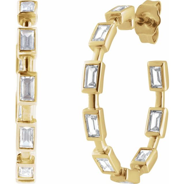 14K 1 1/4 CTW Lab-Grown Diamond Hoop Earrings