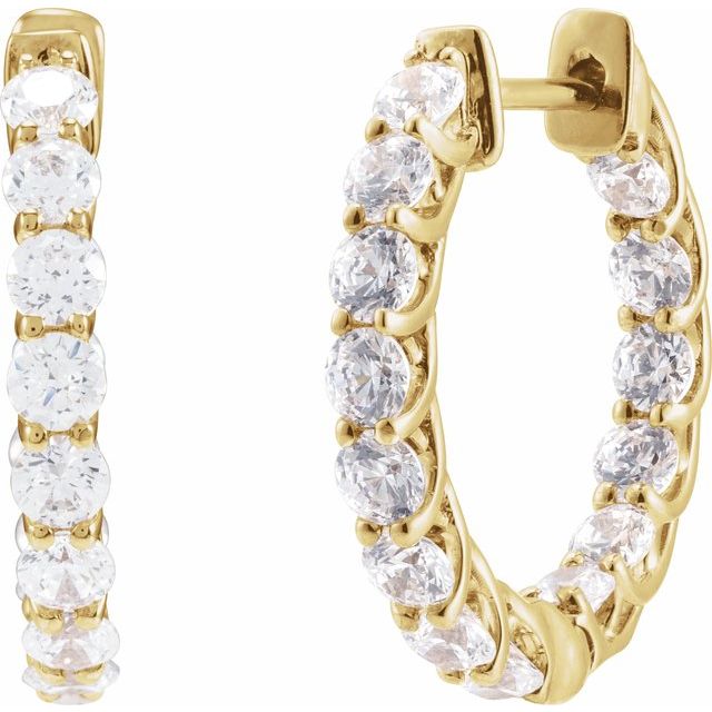 14K 2 1/5 CTW Lab-Grown Diamond Inside-Outside Hoop Earrings