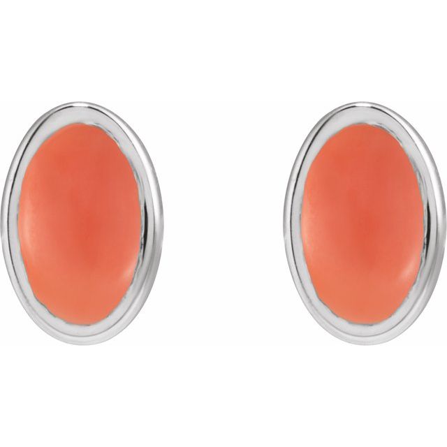 Sterling Silver Natural Pink Coral Earrings
