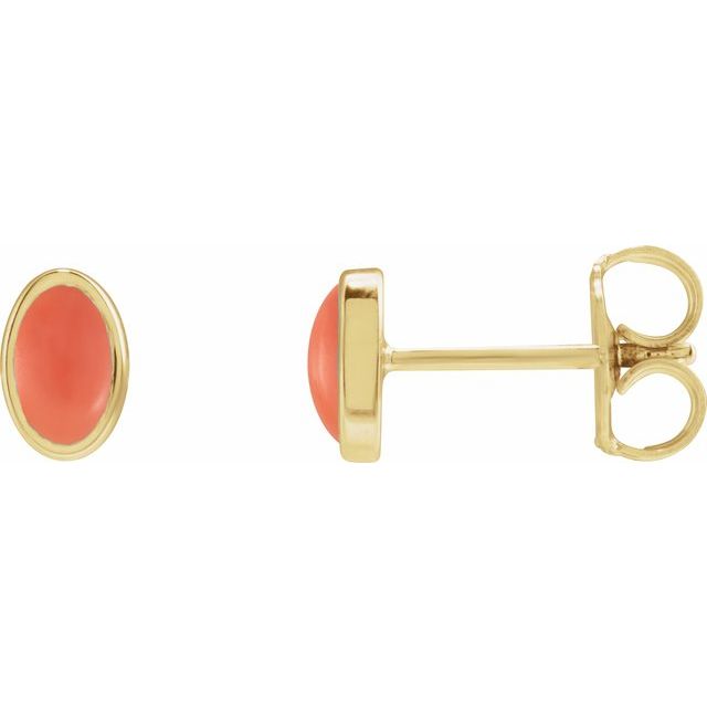 14K Natural Pink Coral Earrings