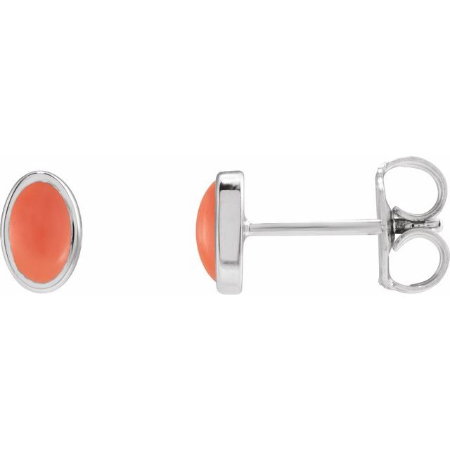 Sterling Silver Natural Pink Coral Earrings