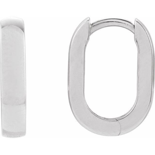 Sterling Silver Elongated Domed Hoop Earrings