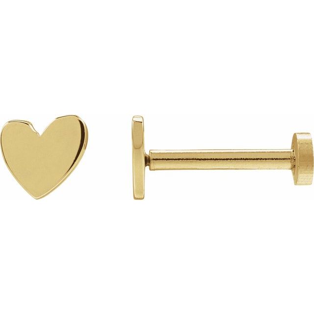 14K Asymmetrical Left Heart Earring