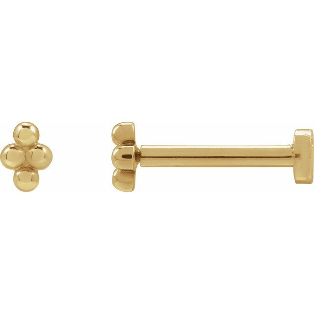 14K 4 Bead Stud Earring