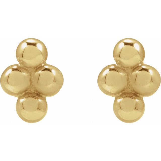 14K 4 Bead Stud Earring