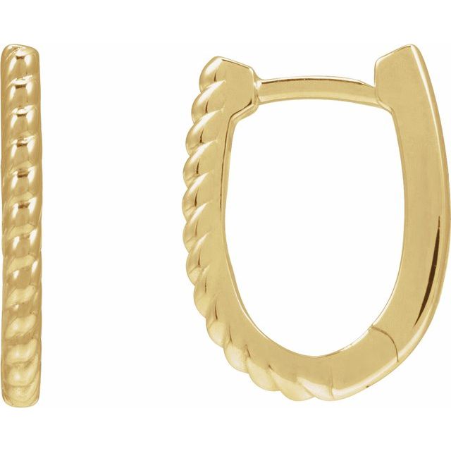 14K Oval Rope Hoop Earrings