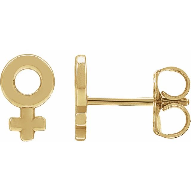 14K Venus Symbol Stud Earrings