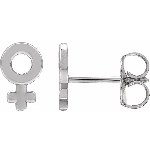 Sterling Silver Venus Symbol Stud Earrings