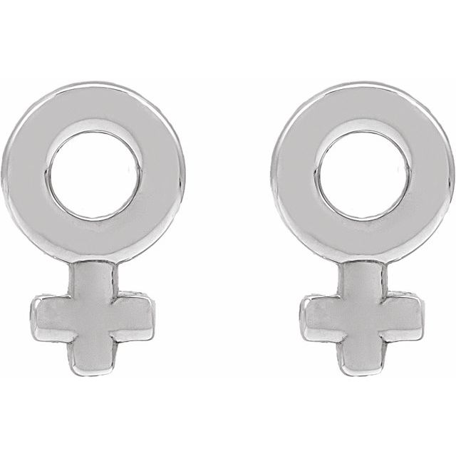 Sterling Silver Venus Symbol Stud Earrings