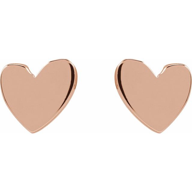 14K Asymmetrical Heart Earrings