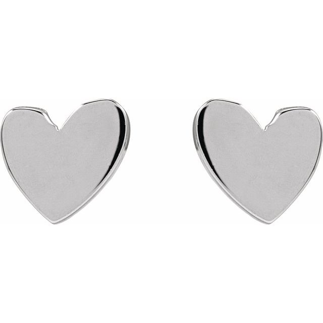 Sterling Silver Asymmetrical Heart Earrings