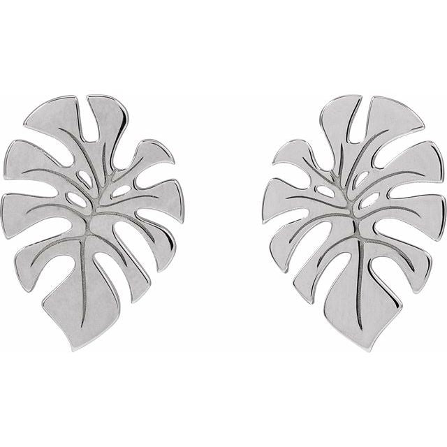 14K Monstera Leaf Stud Earrings