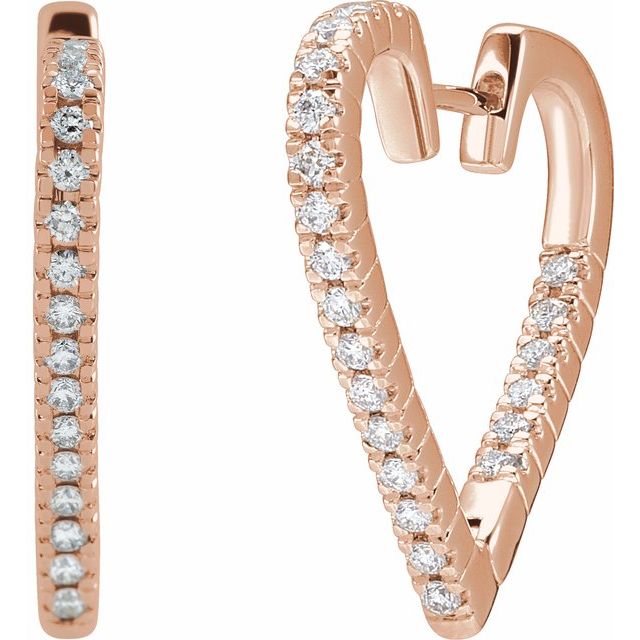 14K 5/8 CTW Natural Diamond Heart Earrings