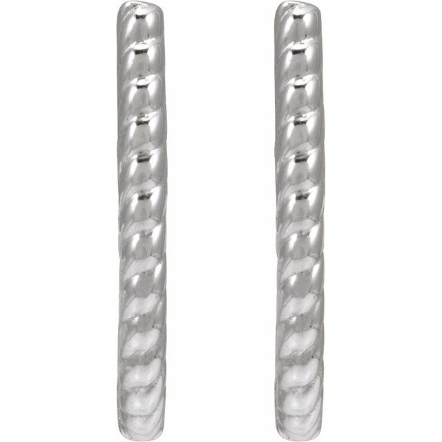 Sterling Silver Oval Rope Hoop Earrings