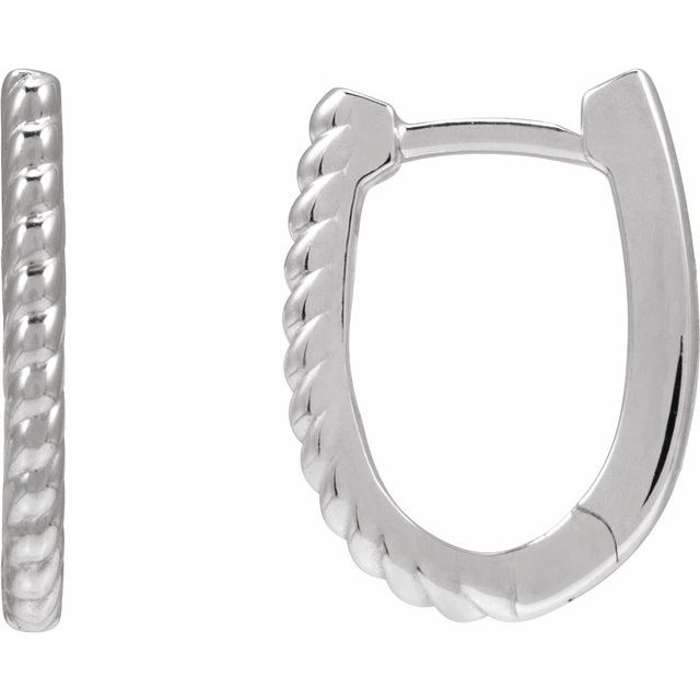 Sterling Silver Oval Rope Hoop Earrings