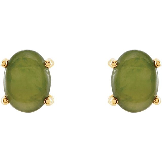 14K Natural Nephrite Jade Earrings