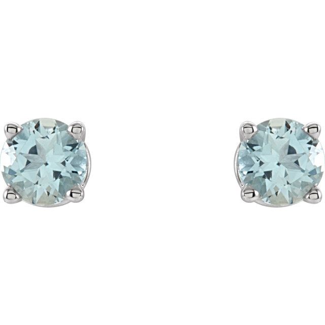 14K Natural Aquamarine Stud Earrings