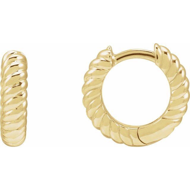 14K Hinged Rope Hoop Earrings