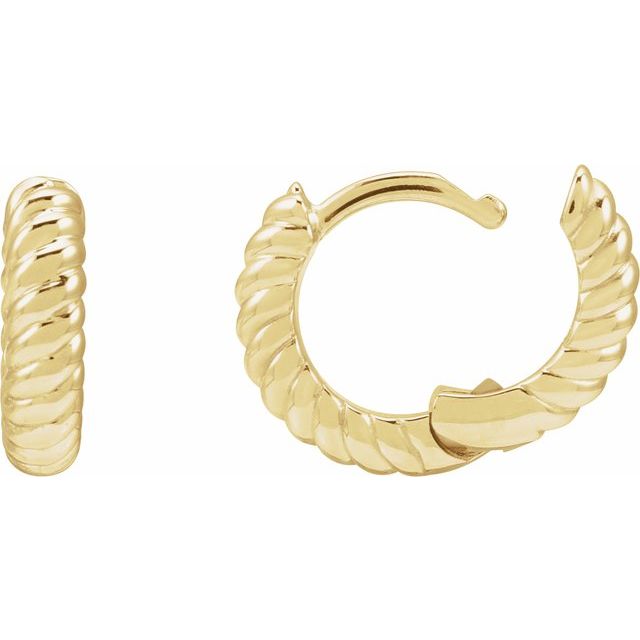14K Hinged Rope Hoop Earrings