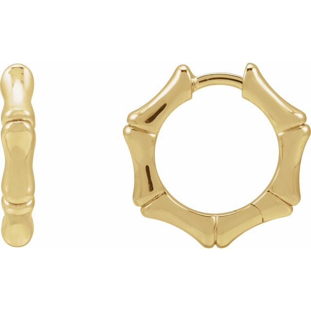 14K Hinged Bamboo Hoop Earrings
