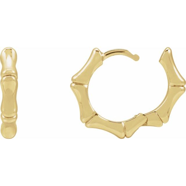 14K Hinged Bamboo Hoop Earrings