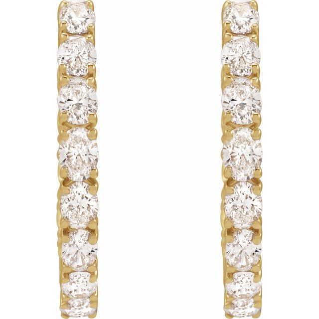 14K 2 5/8 CTW Lab-Grown Diamond Inside-Outside Hoop Earrings