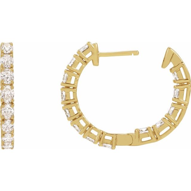14K 2 5/8 CTW Lab-Grown Diamond Inside-Outside Hoop Earrings