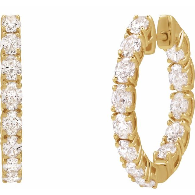 14K 2 5/8 CTW Natural Diamond Inside-Outside Hoop Earrings