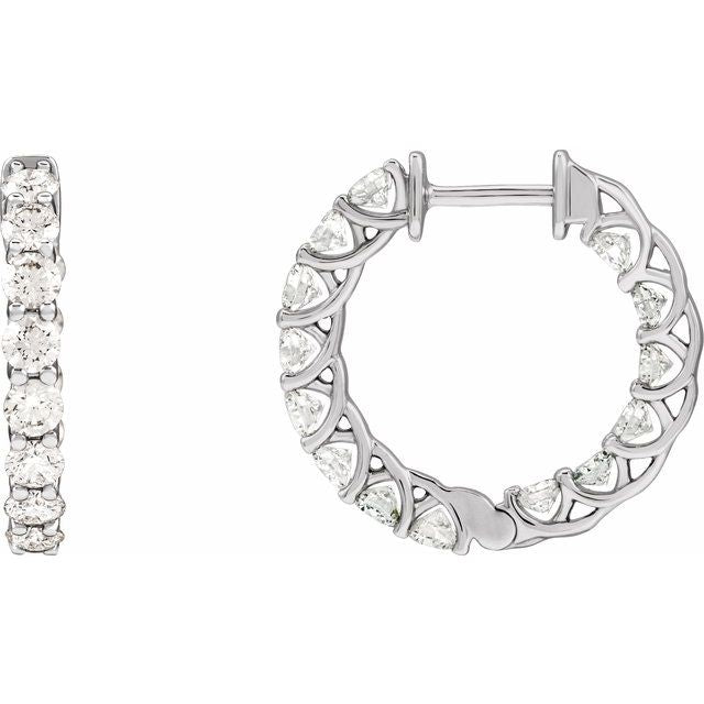 14K 2 1/5 CTW Lab-Grown Diamond Inside-Outside Hoop Earrings