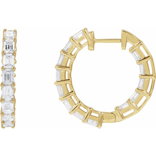 14K 3 CTW Natural Diamond Inside-Outside Hoop Earrings