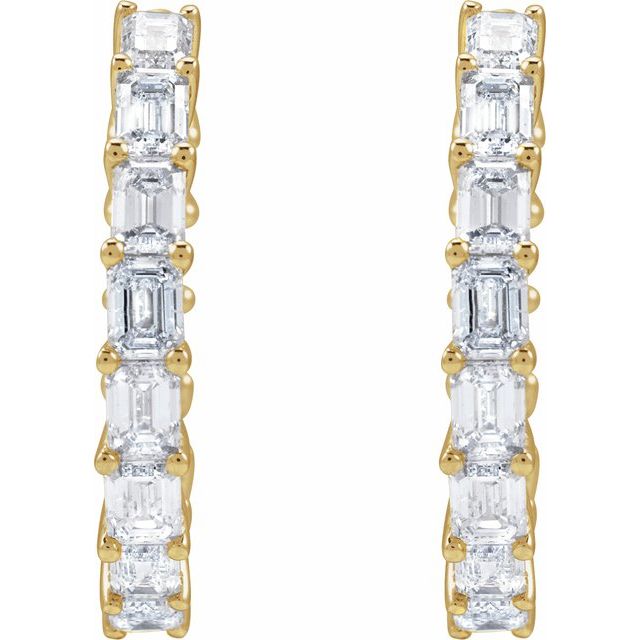 14K 3 CTW Natural Diamond Inside-Outside Hoop Earrings