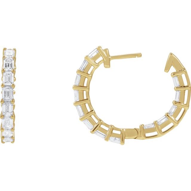 14K 3 CTW Natural Diamond Inside-Outside Hoop Earrings