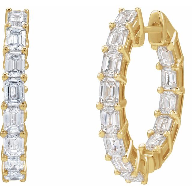 14K 3 CTW Natural Diamond Inside-Outside Hoop Earrings