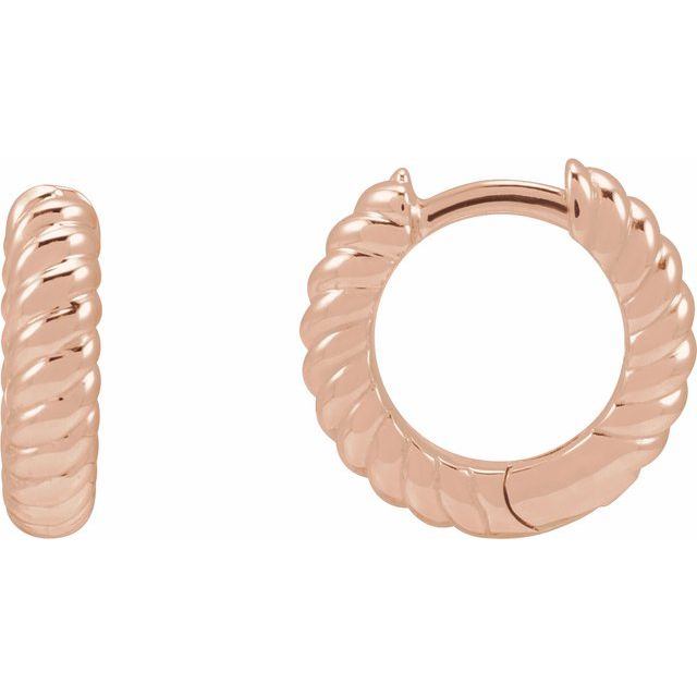 14K Left Hinged Rope Hoop Earring