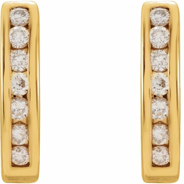 14K 1/4 CTW Natural Diamond J-Hoop Earrings